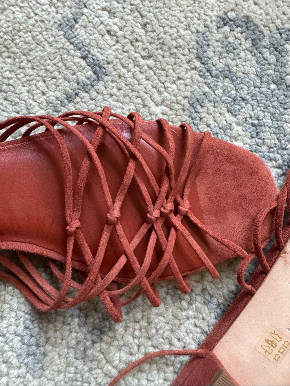 Doen Suede Lace-Up Rust Color Sandals - Picture 4 of 7